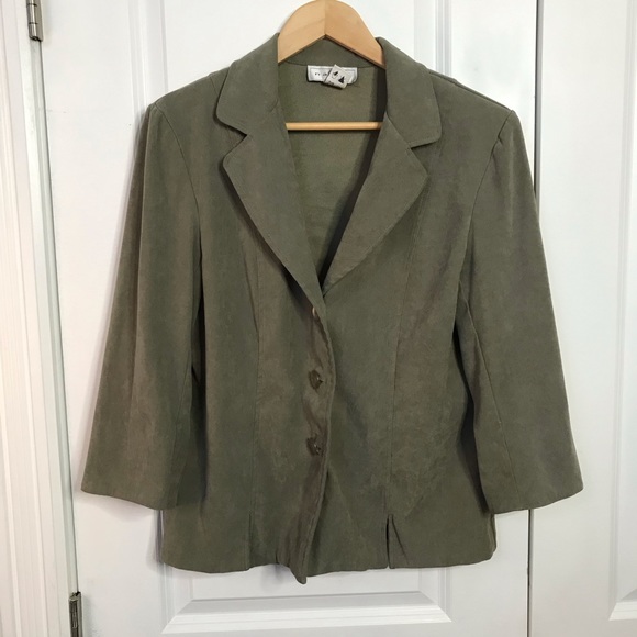 Vintage 90s Nancy G Grayish Green 2 PC Jacket & Matching Dress Set - Picture 8 of 10